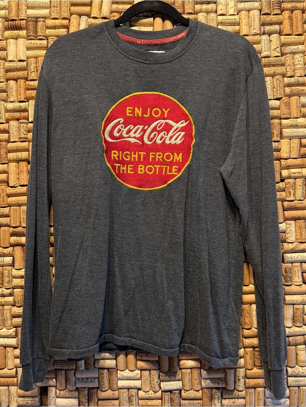 Coca Cola Dark Gray Long Sleeve Shirt with Red & Yellow Crest